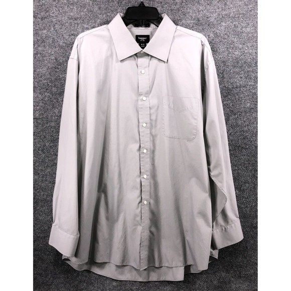Haggar Dress Shirt Men's 18 1/2 Grey Button Down Collared Long Sleeved 34/35 - Picture 1 of 7